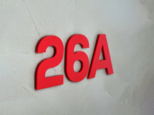 Modern House Numbers - Custom Address Sign Red - Outdoor and Indoor Home Decor