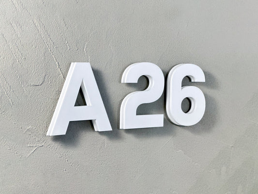 Modern House Numbers - TwoTone - Address Sign White/White - Apartment Door Number