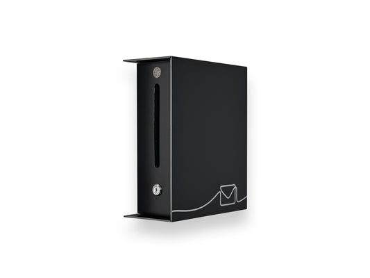 Small Black Minimalist Mailbox - Modern Stylish Letterbox for Home and Office with Engraved Personalization