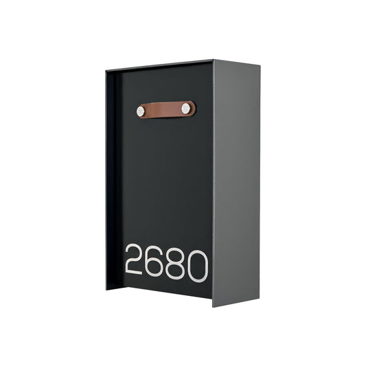 Vertical Minimalist Metallic Gray/Black Aluminium Mailbox - Contemporary Wall Mounted Stylish Letterbox for Home and Office with Engraved Personalization