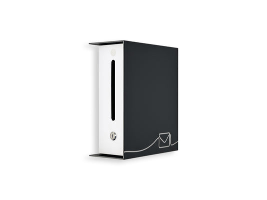 Small Black/White Minimalist Mailbox - Modern Stylish Letterbox for Home and Office with Engraved Personalization