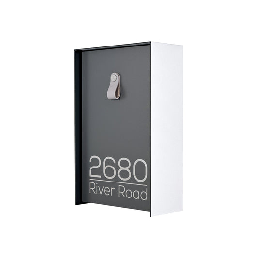 Vertical Minimalist White/Metallic Gray Aluminium Mailbox - Contemporary Wall Mounted Stylish Letterbox for Home and Office with Engraved Personalization