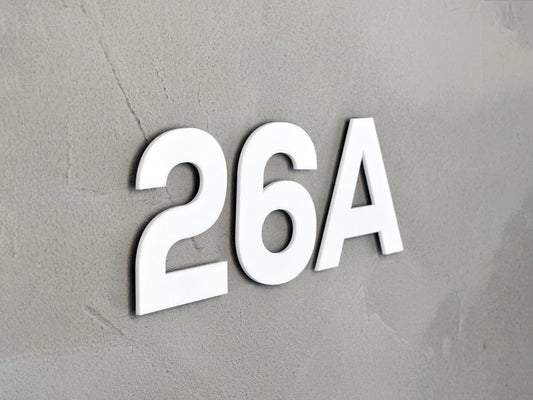 Modern House Numbers - Custom Address Sign White - Outdoor and Indoor Home Decor
