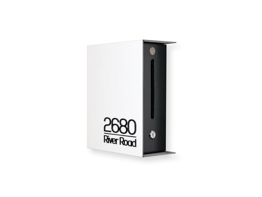 Small White/Black Minimalist Mailbox - Modern Stylish Letterbox for Home and Office with Engraved Personalization