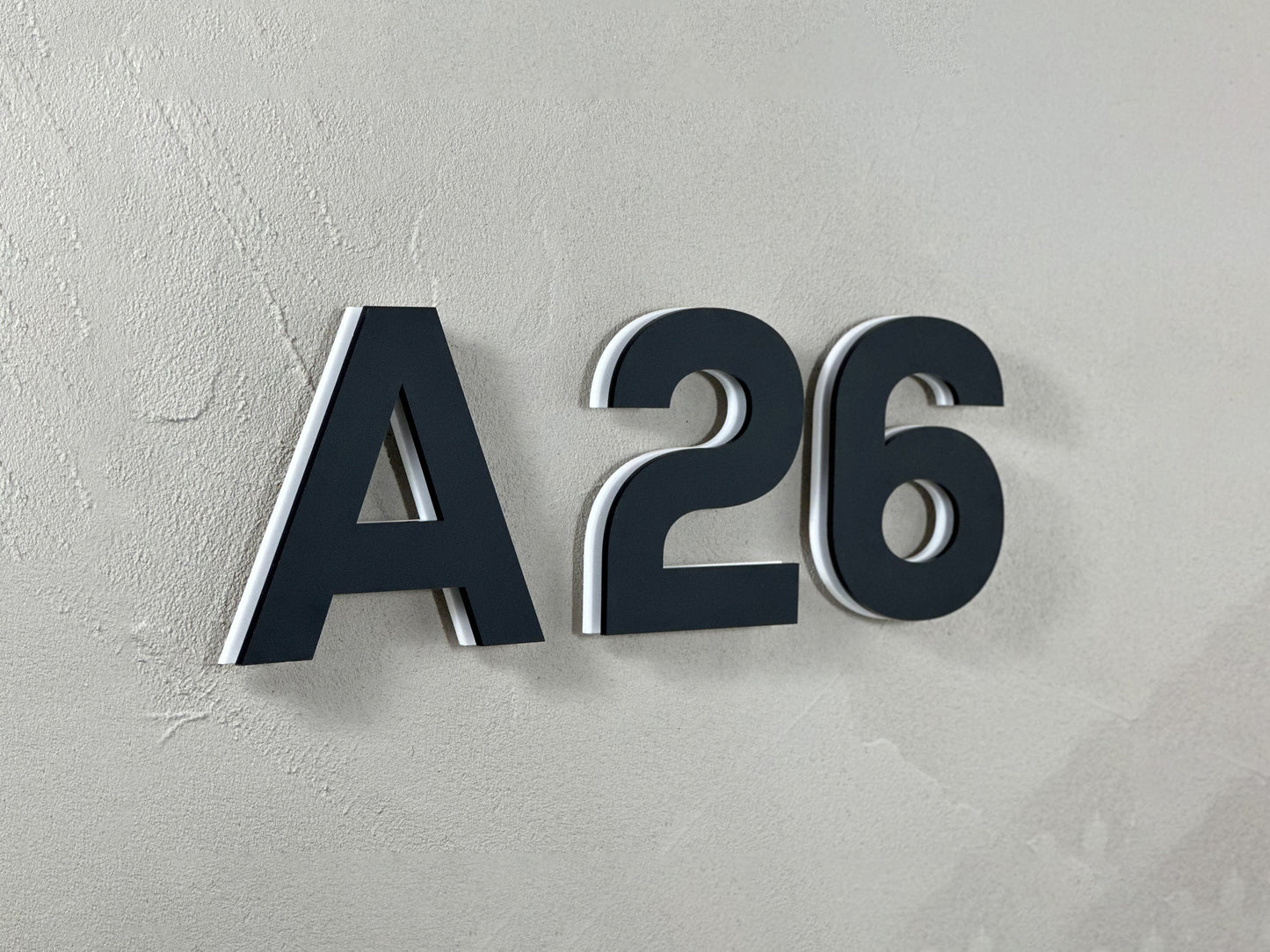 Modern House Numbers - TwoTone - Address Sign Black/White - Apartment Door Number