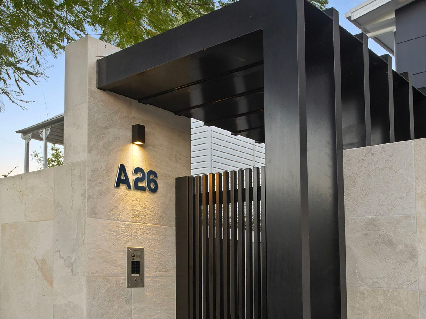 Modern House Numbers - TwoTone - Address Sign Black/White - Apartment Door Number