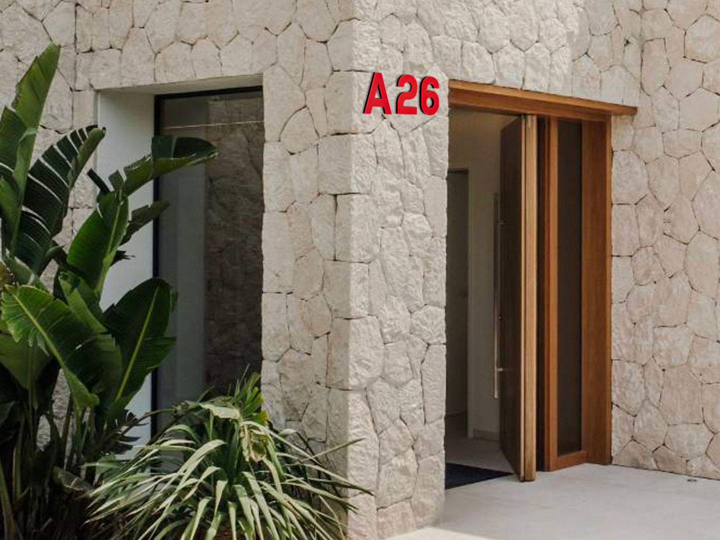 Modern House Numbers - TwoTone - Address Sign Red/Black - Apartment Door Number