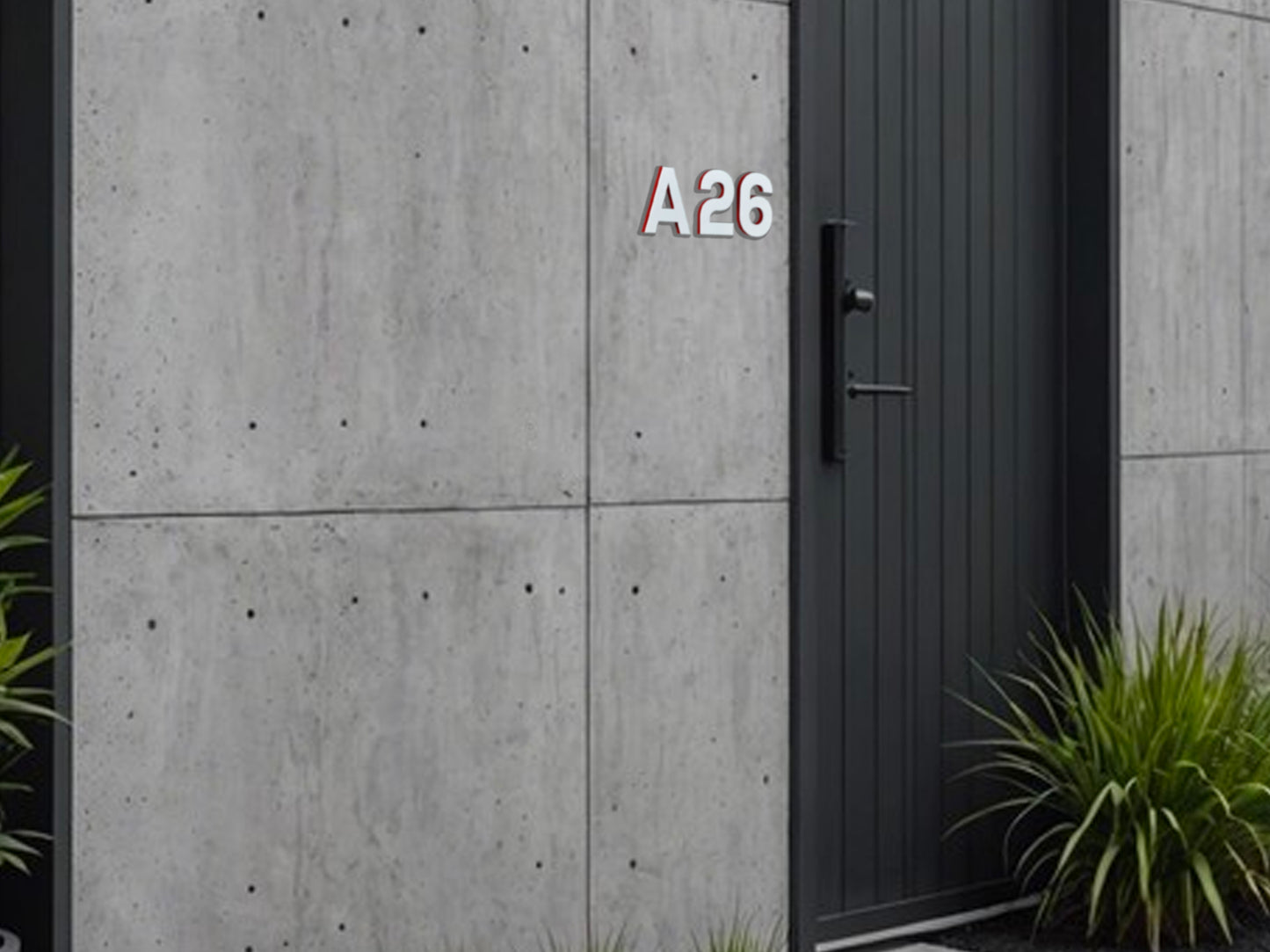 Modern House Numbers - TwoTone - Address Sign White/Red - Apartment Door Number