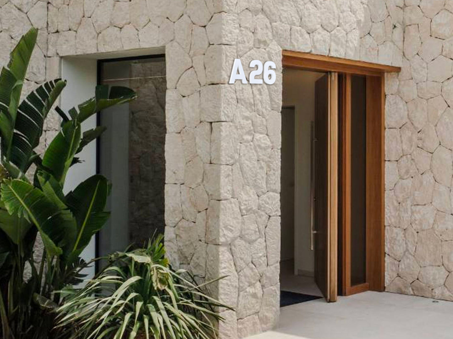Modern House Numbers - TwoTone - Address Sign White/White - Apartment Door Number