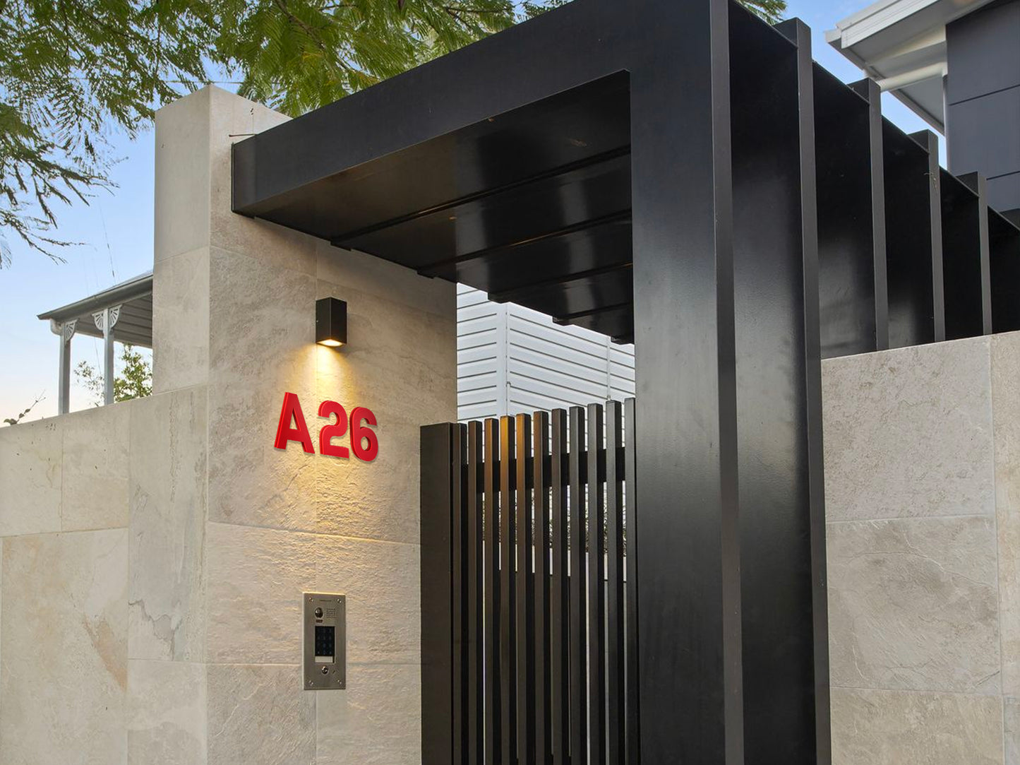 Modern House Numbers - TwoTone - Address Sign Red/Red - Apartment Door Number