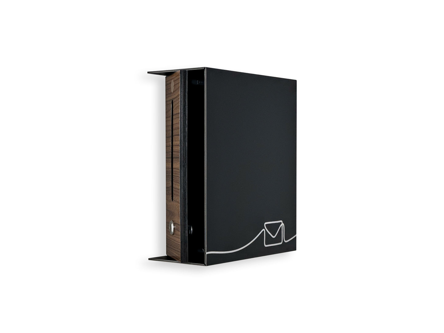 Small Black/Walnut Minimalist Mailbox - Modern Stylish Letterbox for Home and Office with Engraved Personalization