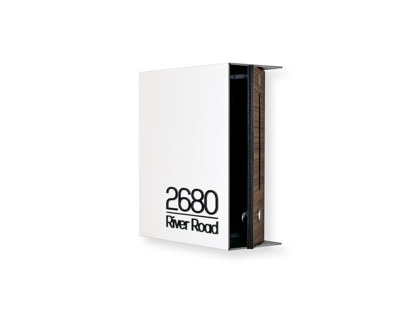Small White/Walnut Minimalist Mailbox - Modern Stylish Letterbox for Home and Office with Engraved Personalization
