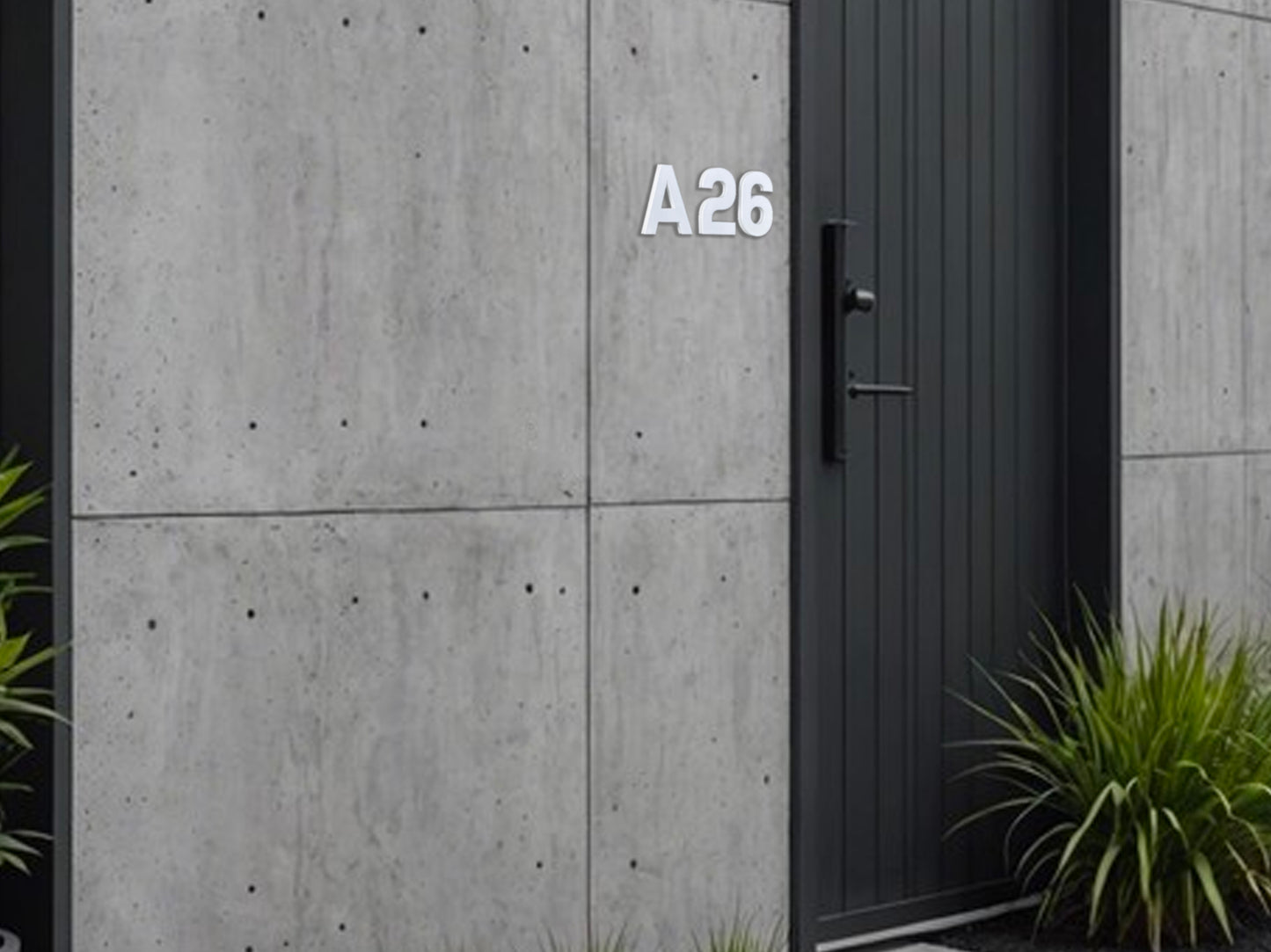 Modern House Numbers - TwoTone - Address Sign White/White - Apartment Door Number
