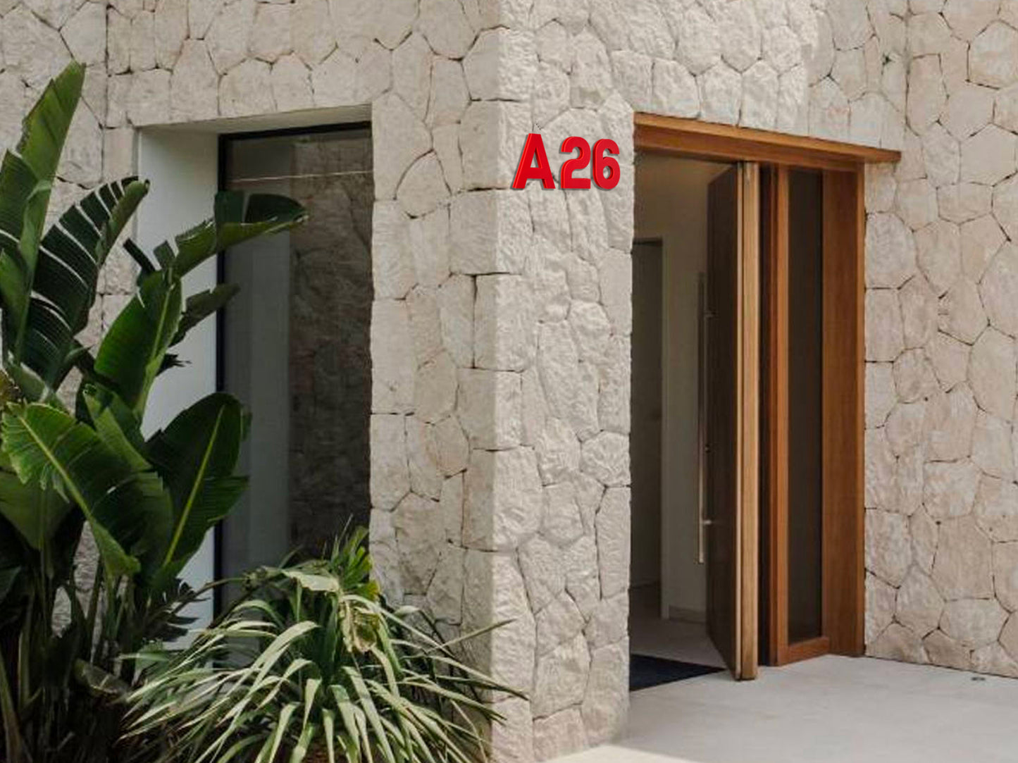 Modern House Numbers - TwoTone - Address Sign Red/Red - Apartment Door Number