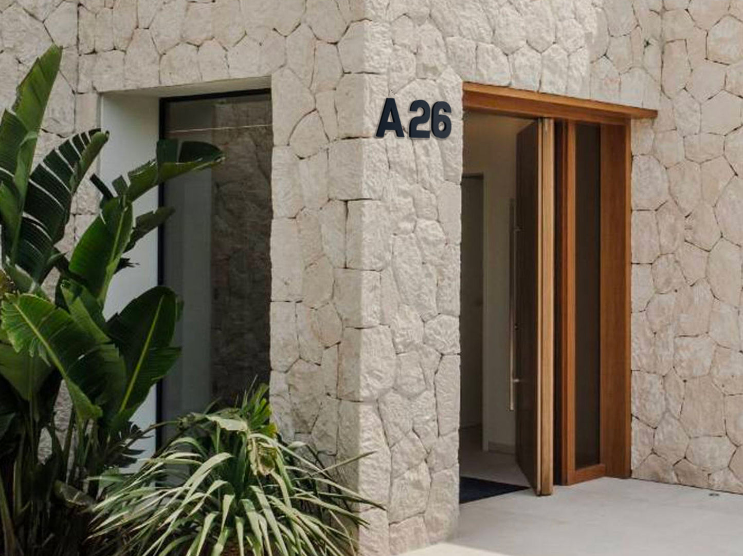 Modern House Numbers - TwoTone - Address Sign Black/Black - Apartment Door Number