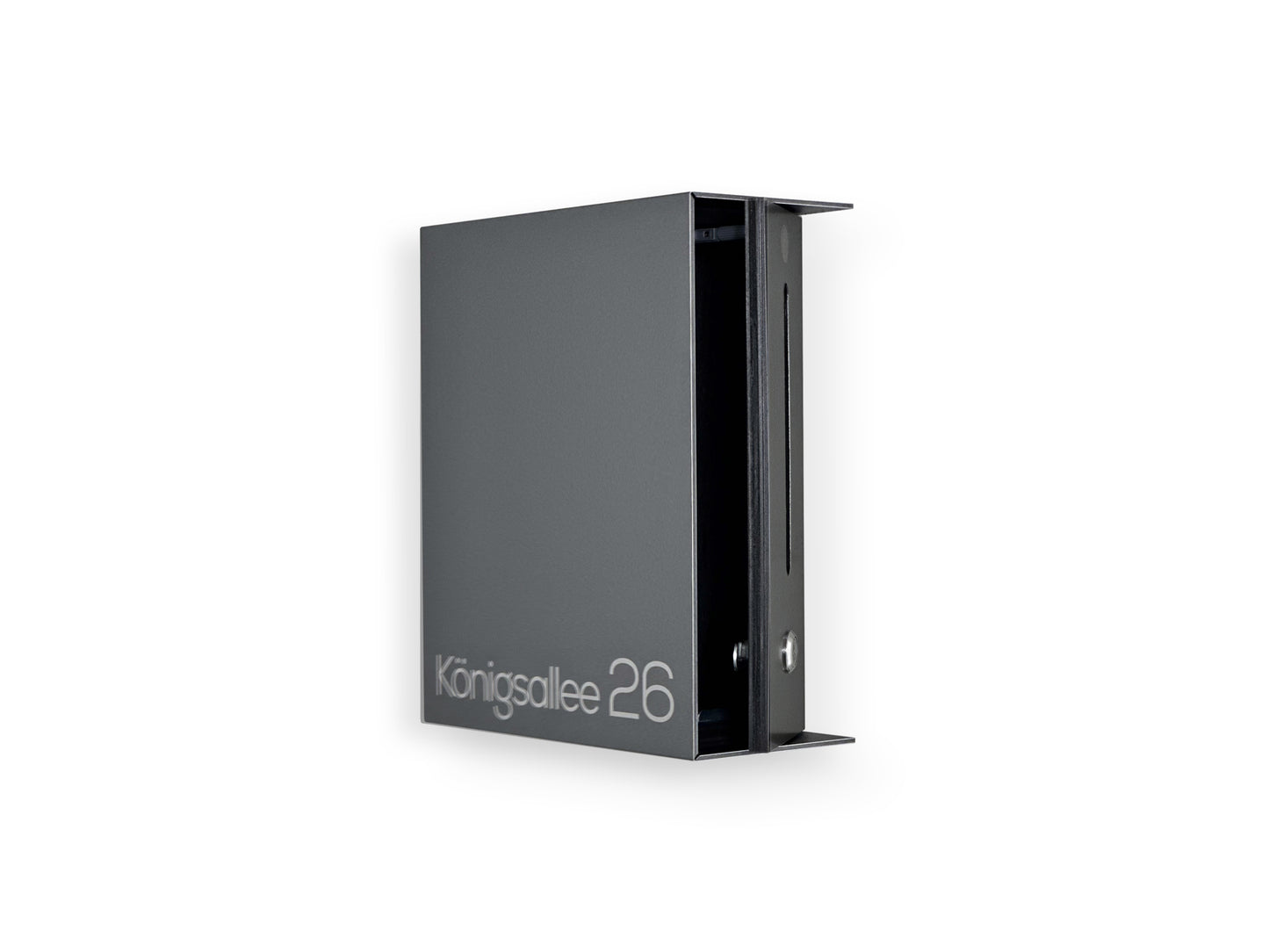 Small Metallic Gray/Black Minimalist Mailbox - Modern Stylish Letterbox for Home and Office with Engraved Personalization