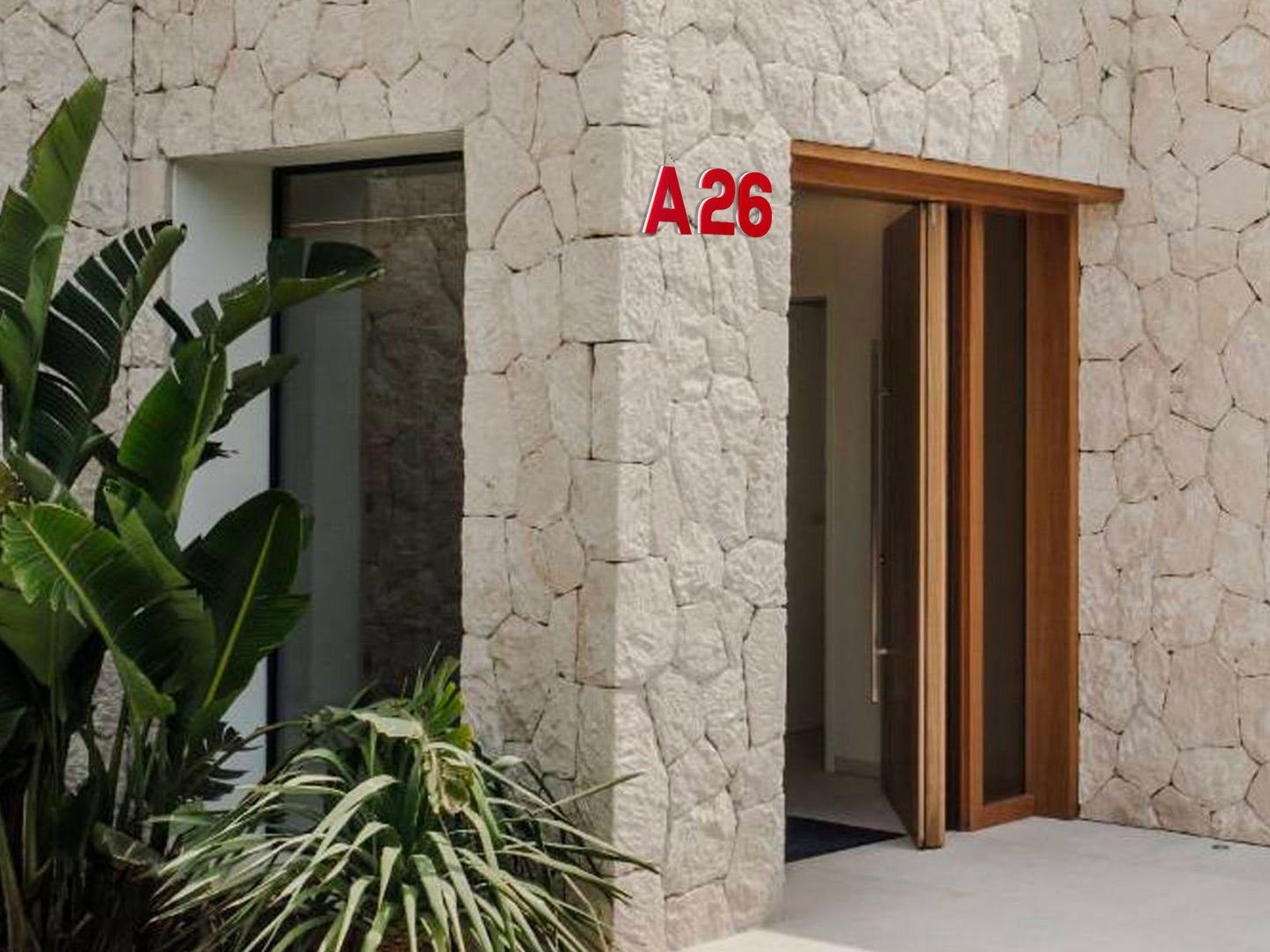 Modern House Numbers - TwoTone - Address Sign Red/White - Apartment Door Number
