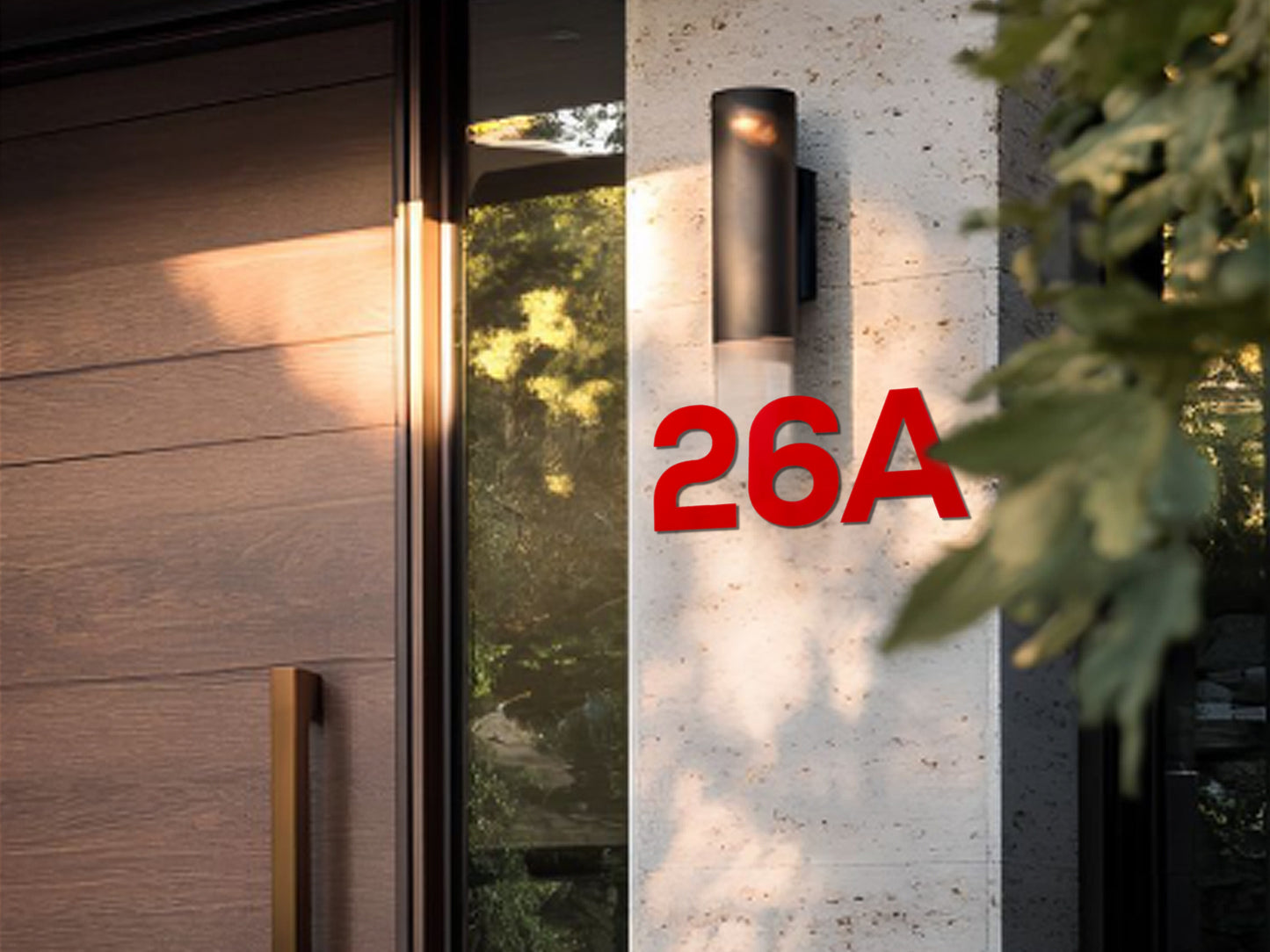 Modern House Numbers - Custom Address Sign Red - Outdoor and Indoor Home Decor