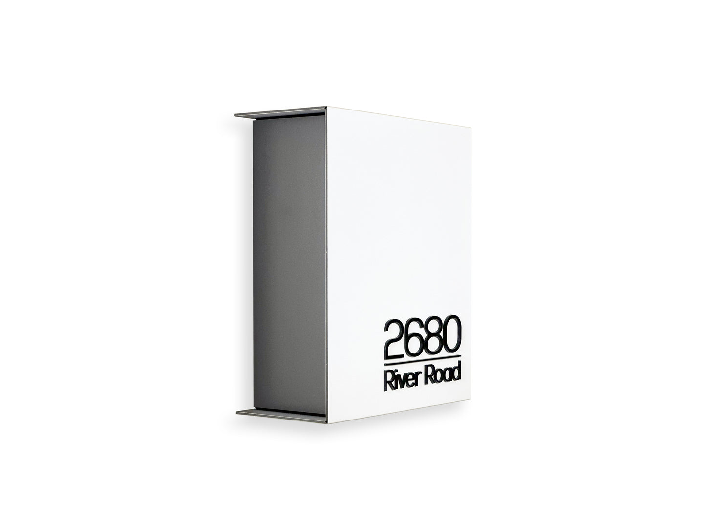Small White/Metallic Gray Minimalist Mailbox - Modern Stylish Letterbox for Home and Office with Engraved Personalization