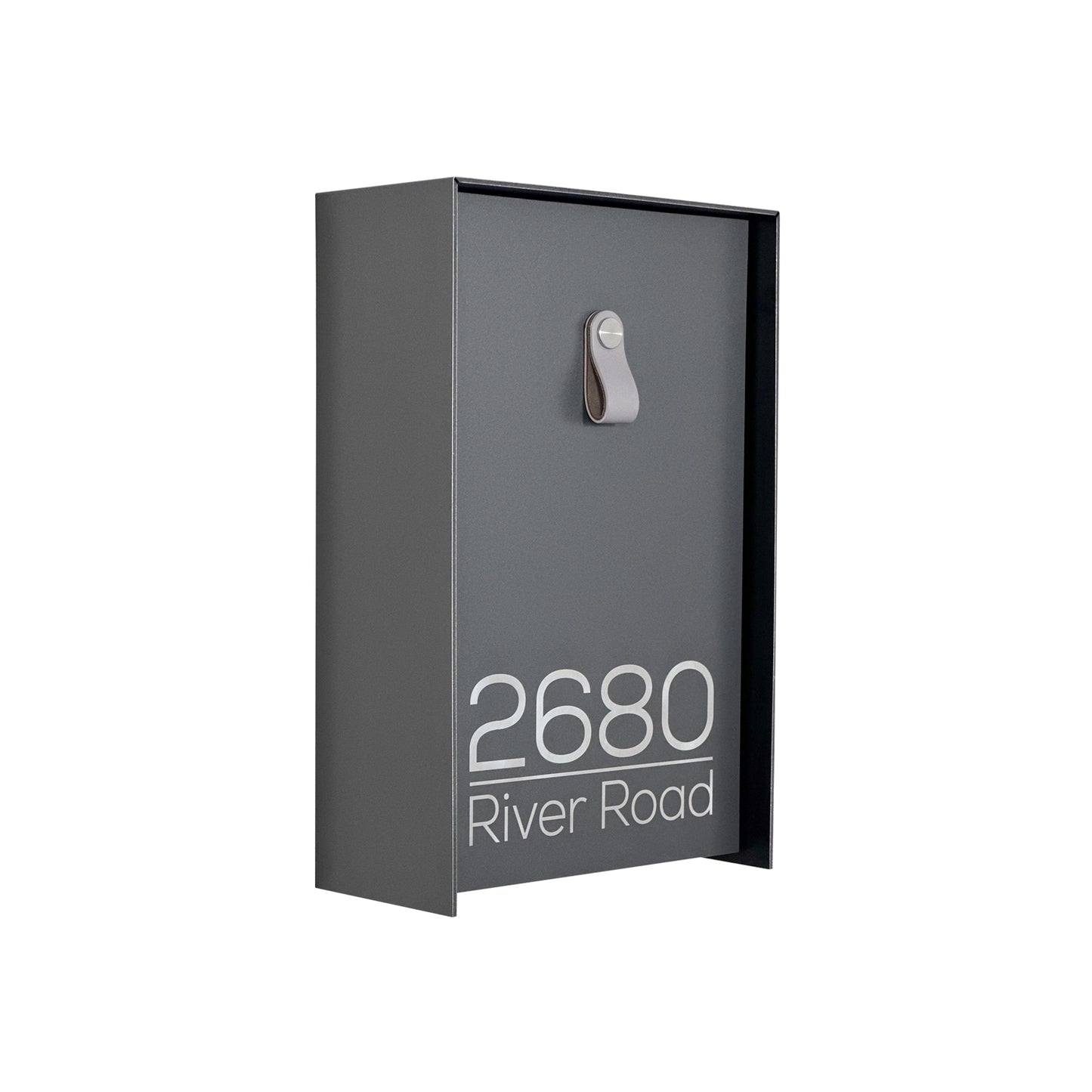 Vertical Minimalist Metallic Gray Aluminium Mailbox - Contemporary Wall Mounted Stylish Letterbox for Home and Office with Engraved Personalization