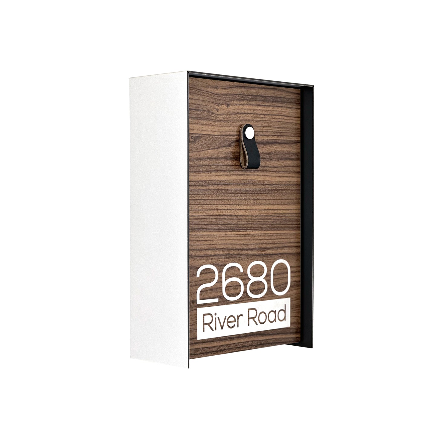 Vertical Minimalist White/Walnut Aluminium Mailbox - Contemporary Wall Mounted Stylish Letterbox for Home and Office with Engraved Personalization