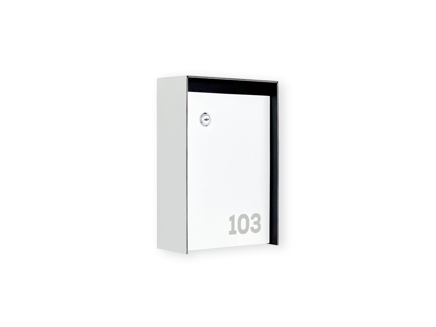 Slim Modern White Aluminium Letterbox - Lockable Wall Mount Mailbox for Office or Apartment
