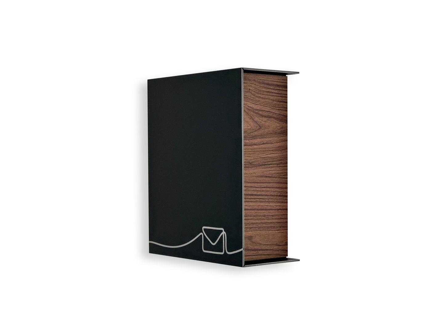Small Black/Walnut Minimalist Mailbox - Modern Stylish Letterbox for Home and Office with Engraved Personalization