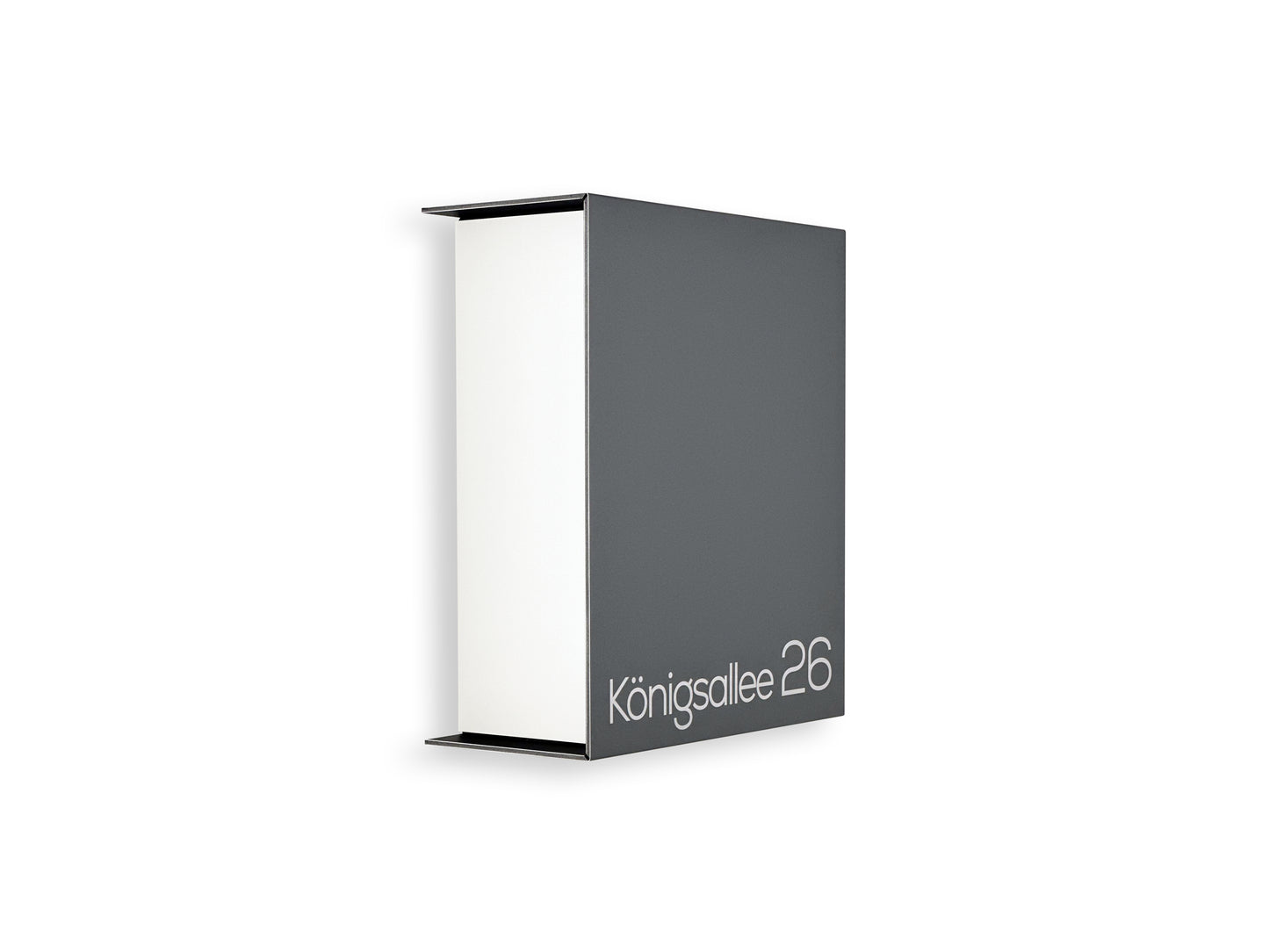 Small Metallic Gray/White Minimalist Mailbox - Modern Stylish Letterbox for Home and Office with Engraved Personalization