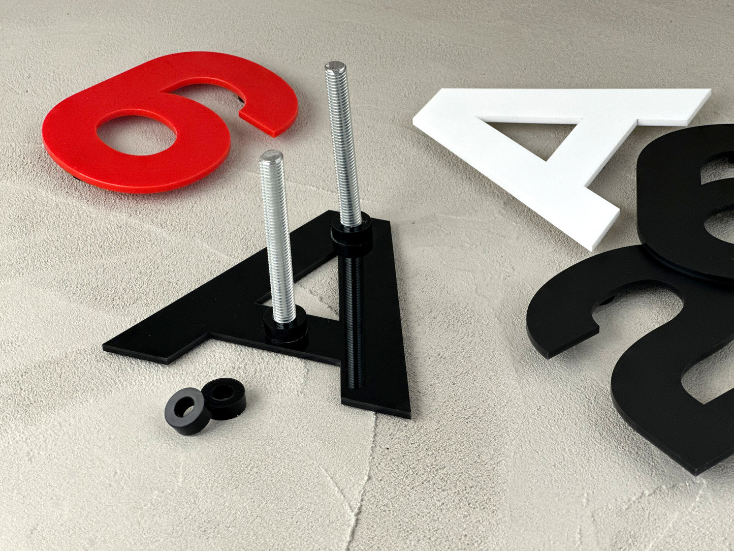 Modern House Numbers - Custom Address Sign Red - Outdoor and Indoor Home Decor