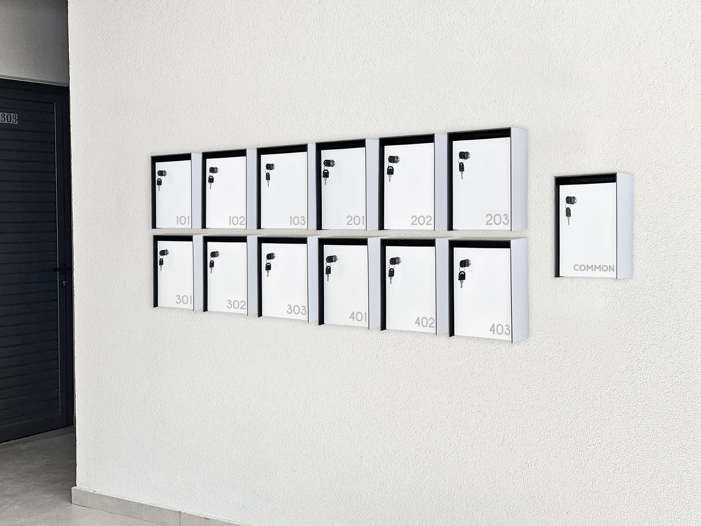 Slim Modern White Aluminium Letterbox - Lockable Wall Mount Mailbox for Office or Apartment
