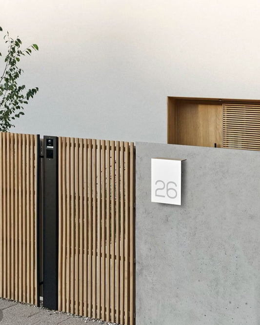 Modern White Aluminium Address Sign - Personalized House Number Sign - Laser Engraved Street Name Plaque