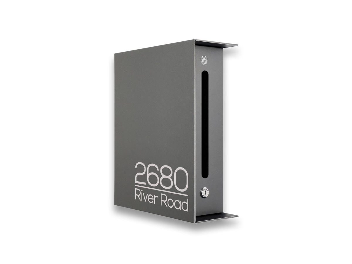 Metallic Gray Minimalist Mailbox - Modern Stylish Letterbox for Home and Office with Engraved Personalization