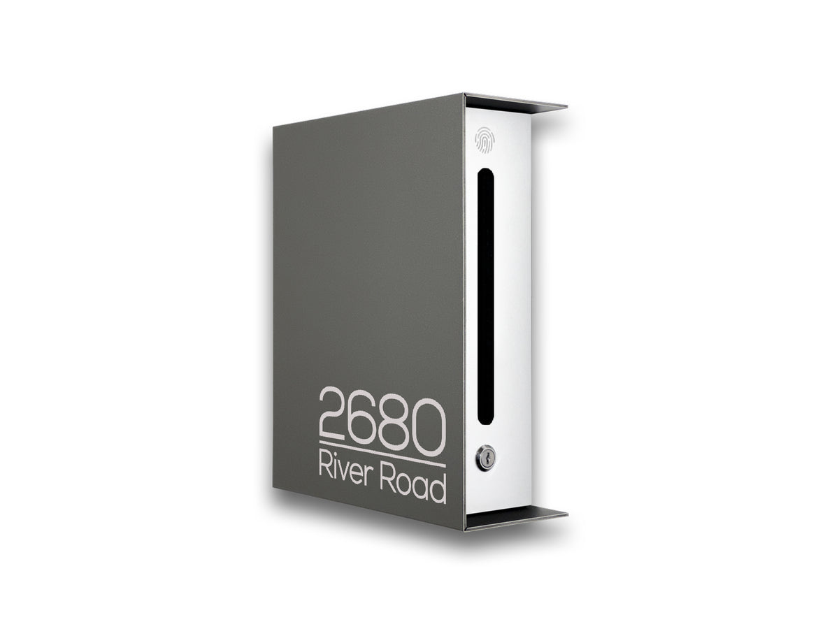Metallic Gray/White  Minimalist Mailbox - Modern Stylish Letterbox for Home and Office with Engraved Personalization