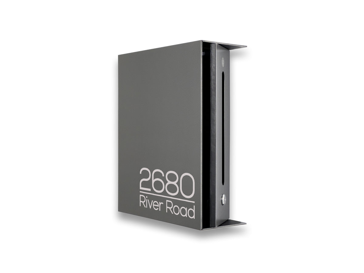 Metallic Gray Minimalist Mailbox - Modern Stylish Letterbox for Home and Office with Engraved Personalization