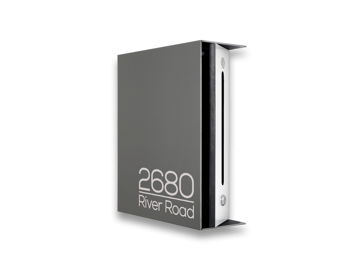 Metallic Gray/White  Minimalist Mailbox - Modern Stylish Letterbox for Home and Office with Engraved Personalization