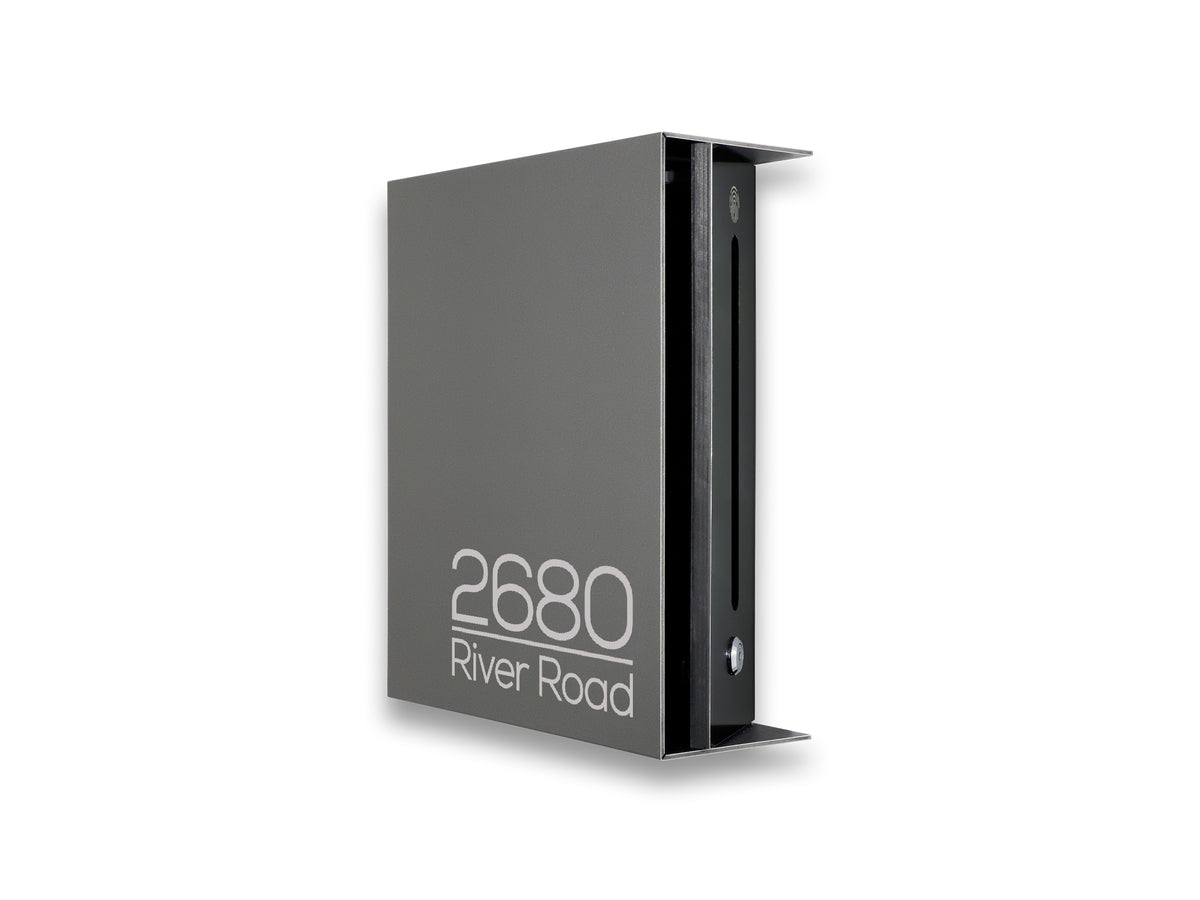 Metallic Gray/Black  Minimalist Mailbox - Modern Stylish Letterbox for Home and Office with Engraved Personalization