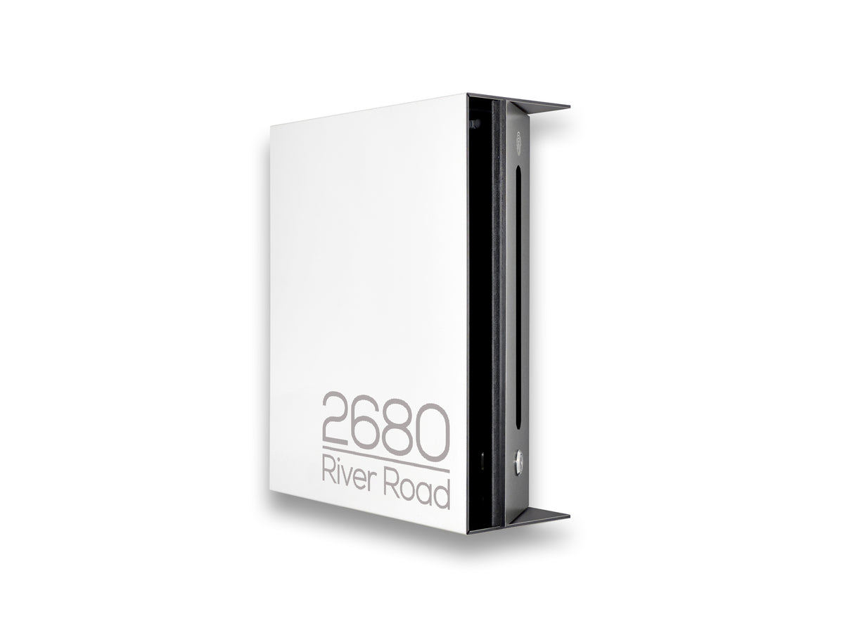 White/Metallic Gray Minimalist Mailbox - Modern Stylish Letterbox for Home and Office with Engraved Personalization