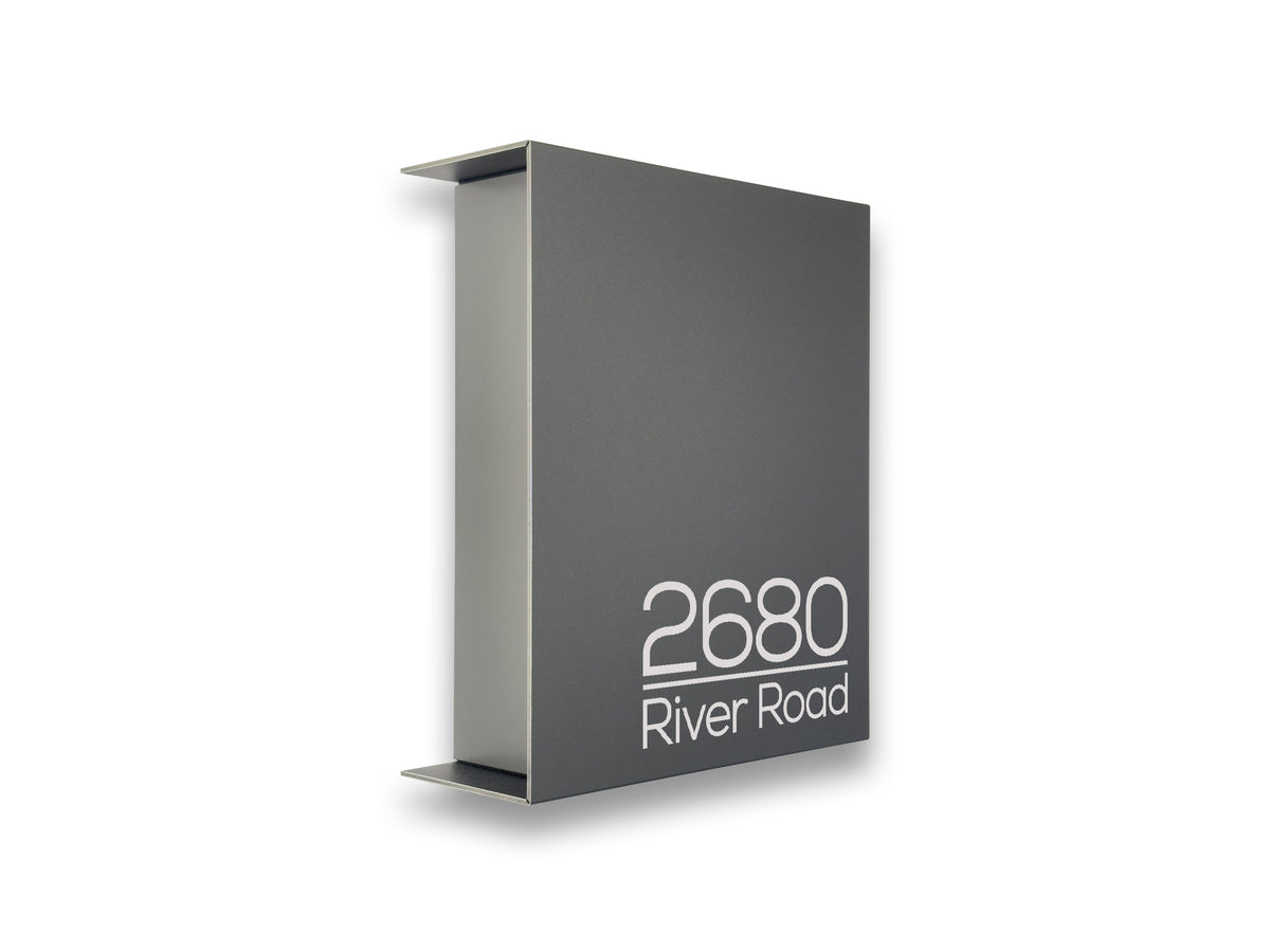 Metallic Gray Minimalist Mailbox - Modern Stylish Letterbox for Home and Office with Engraved Personalization