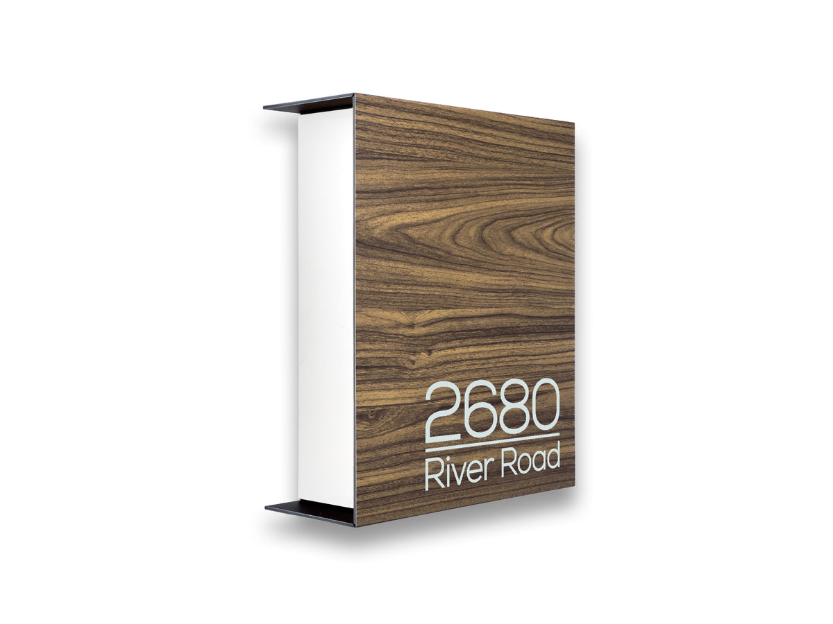 Walnut/White Minimalist Mailbox - Modern Stylish Letterbox for Home and Office with Engraved Personalization