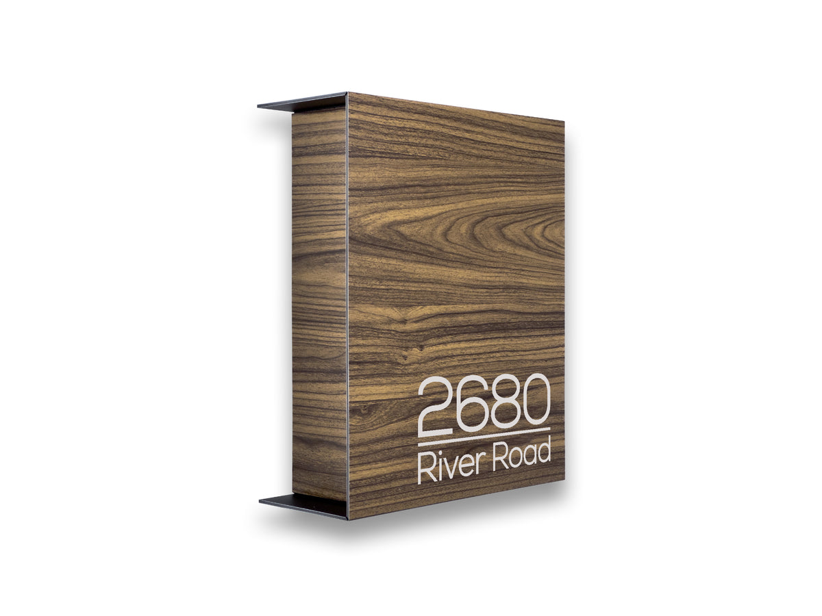 Walnut Minimalist Mailbox - Modern Stylish Letterbox for Home and Office with Engraved Personalization