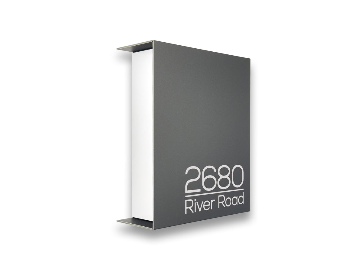 Metallic Gray/White  Minimalist Mailbox - Modern Stylish Letterbox for Home and Office with Engraved Personalization