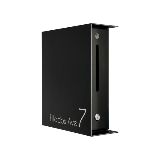 Black Minimalist Mailbox - Modern Stylish Letterbox for Home and Office with Engraved Personalization