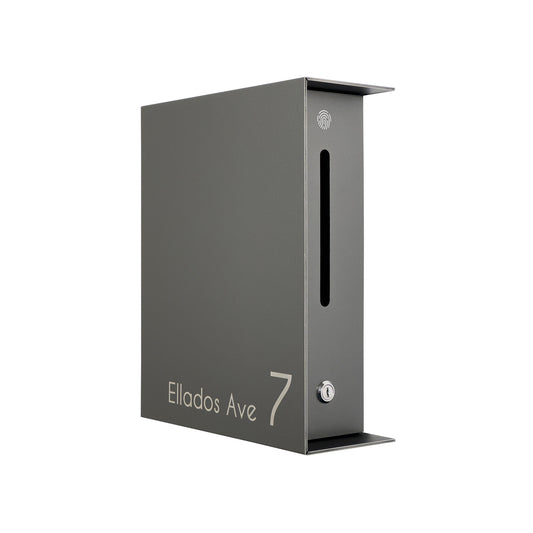 Metallic Gray Minimalist Mailbox - Modern Stylish Letterbox for Home and Office with Engraved Personalization