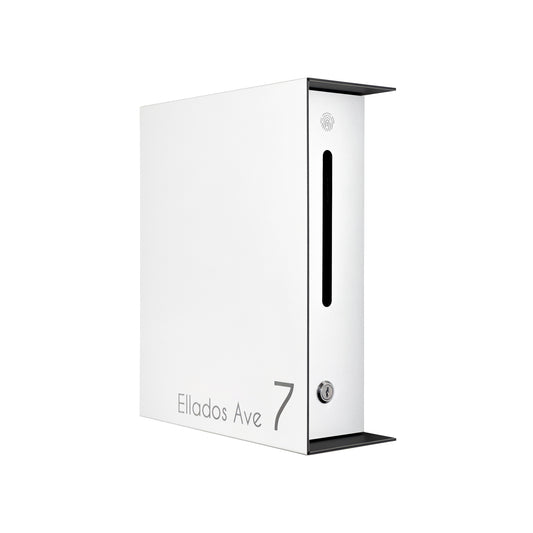 White Minimalist Mailbox - Modern Stylish Letterbox for Home and Office with Engraved Personalization