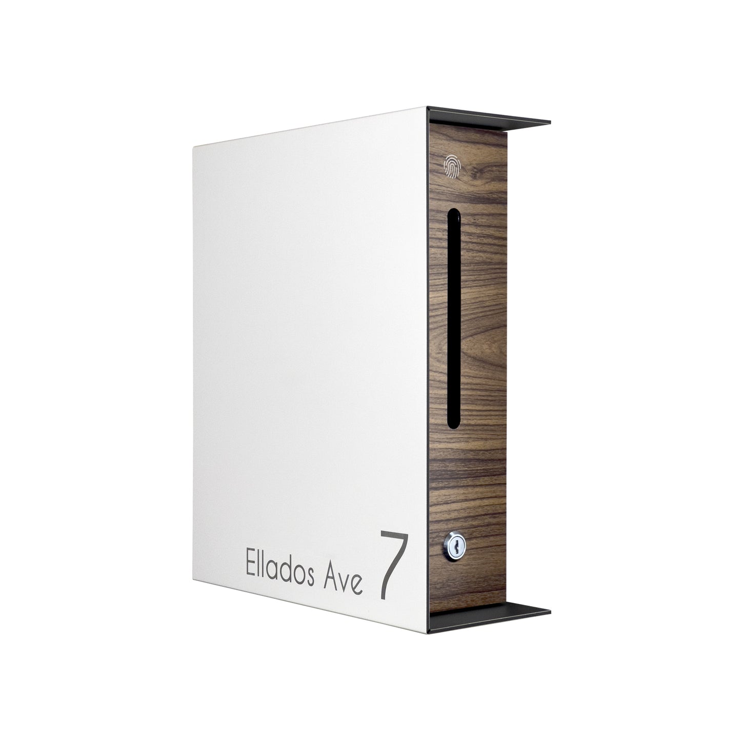 White/Walnut Minimalist Mailbox - Modern Stylish Letterbox for Home and Office with Engraved Personalization