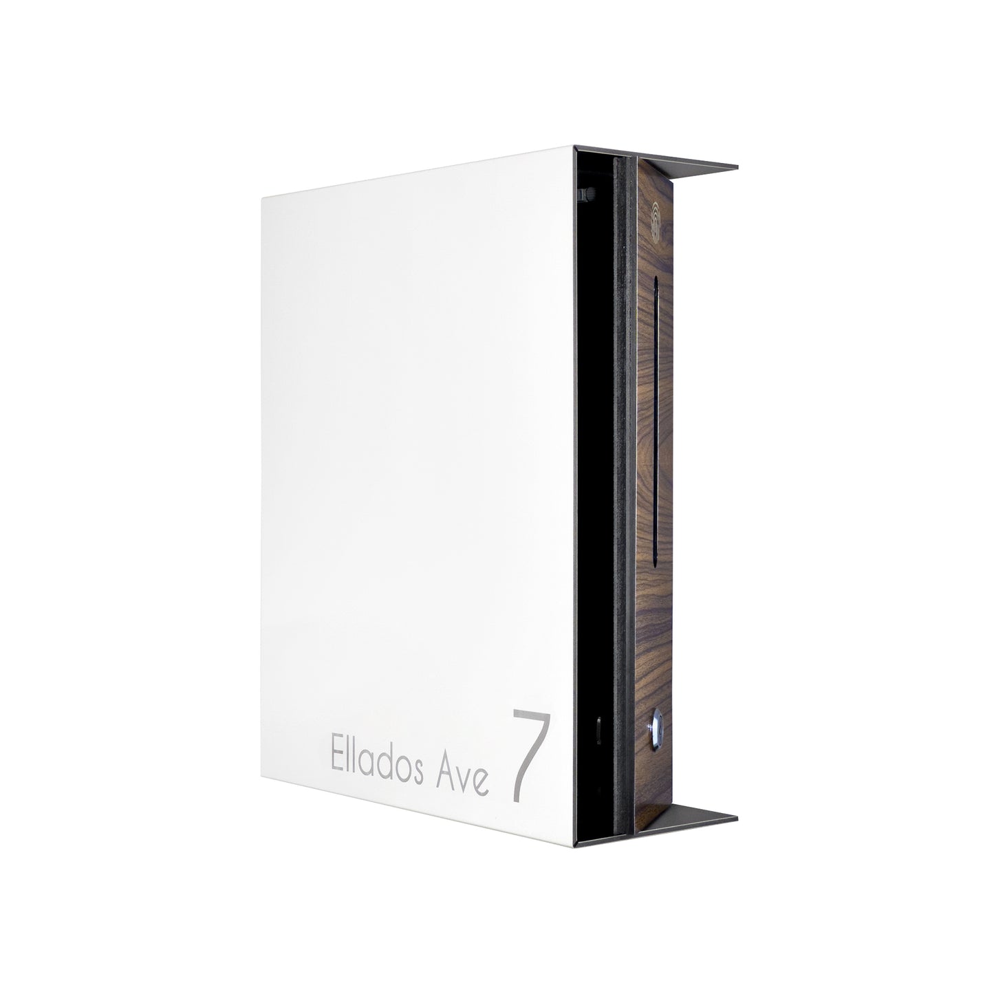 White/Walnut Minimalist Mailbox - Modern Stylish Letterbox for Home and Office with Engraved Personalization