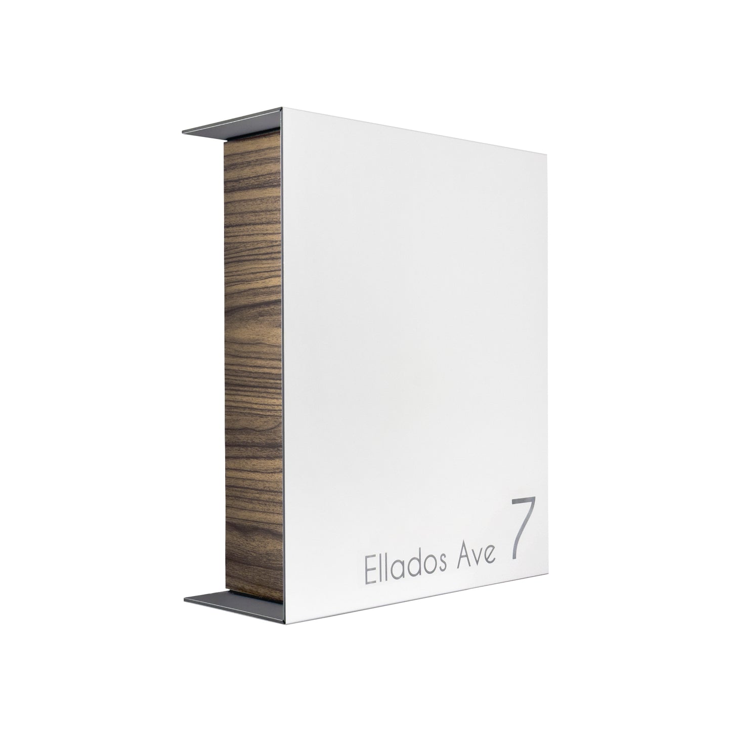 White/Walnut Minimalist Mailbox - Modern Stylish Letterbox for Home and Office with Engraved Personalization