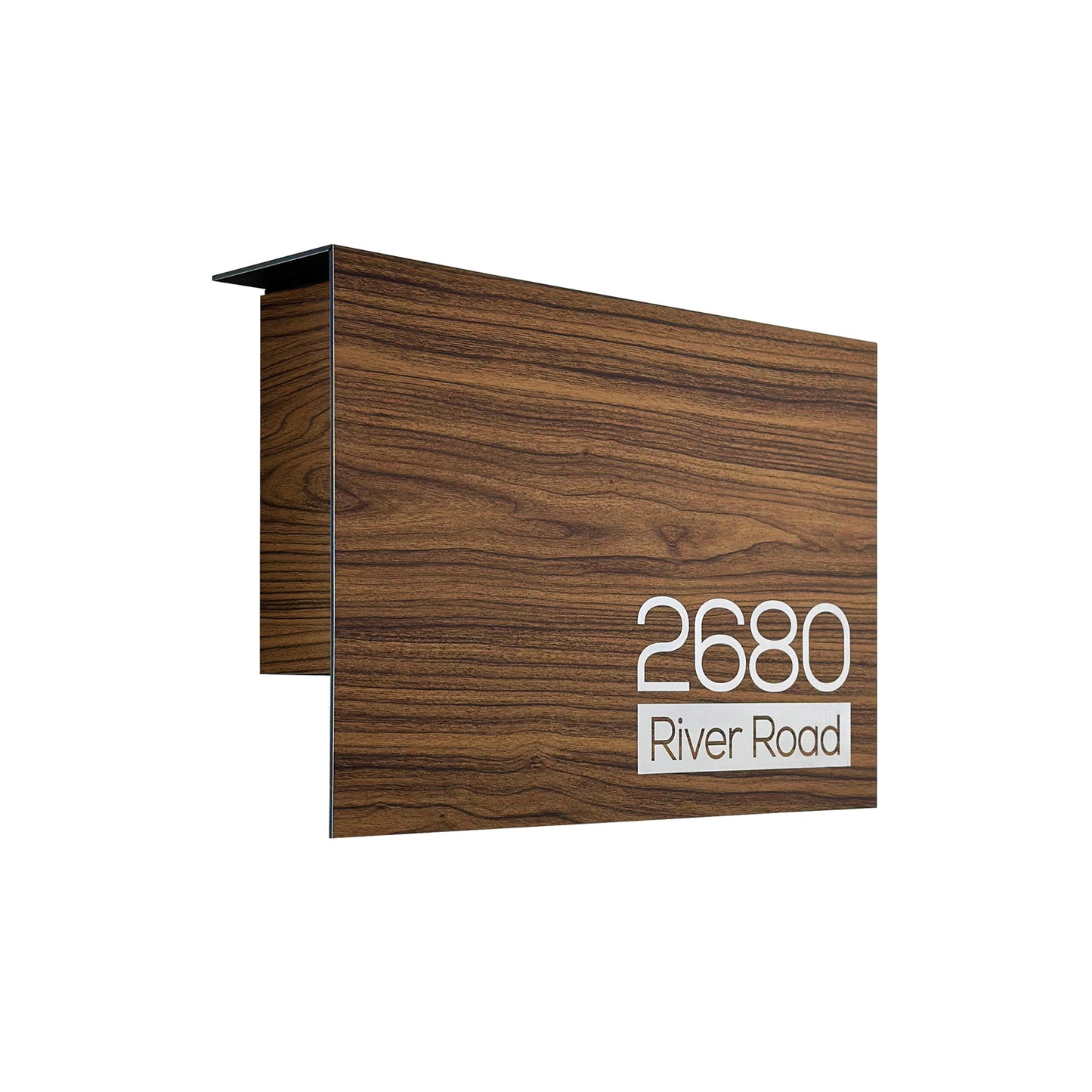 Elegant Minimalist Walnut Aluminium Mailbox - Durable Wall Mounted Modern Stylish Letterbox for Home and Office with Engraved Personalization