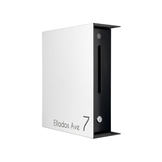 White/Black Minimalist Mailbox - Modern Stylish Letterbox for Home and Office with Engraved Personalization