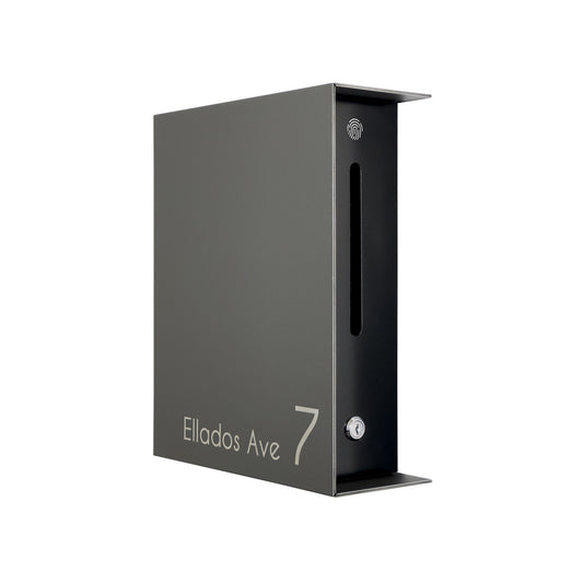 Metallic Gray/Black  Minimalist Mailbox - Modern Stylish Letterbox for Home and Office with Engraved Personalization